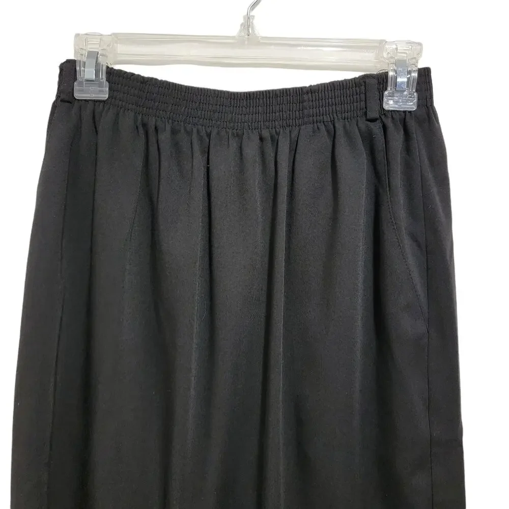 Metro New York Womens VTG Black Elastic Waist Aline Skirt Size 10